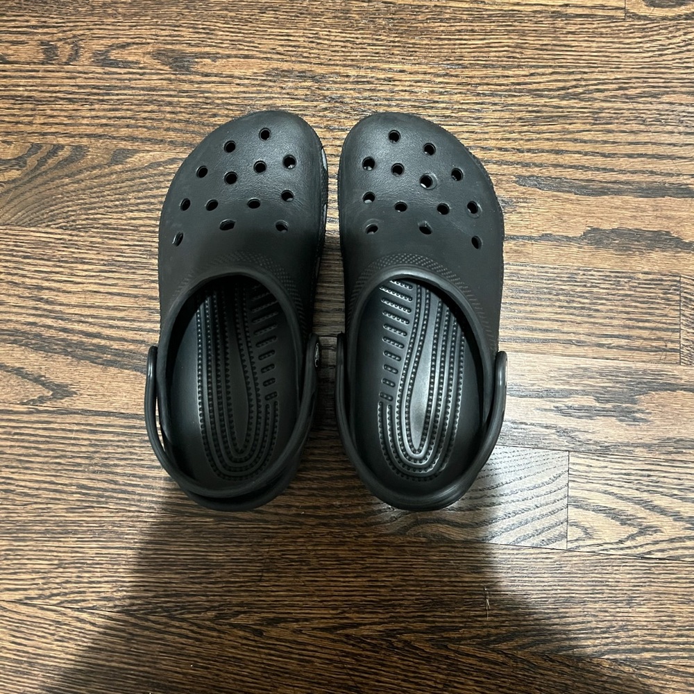 Boys black size 3 crocs lightly worn